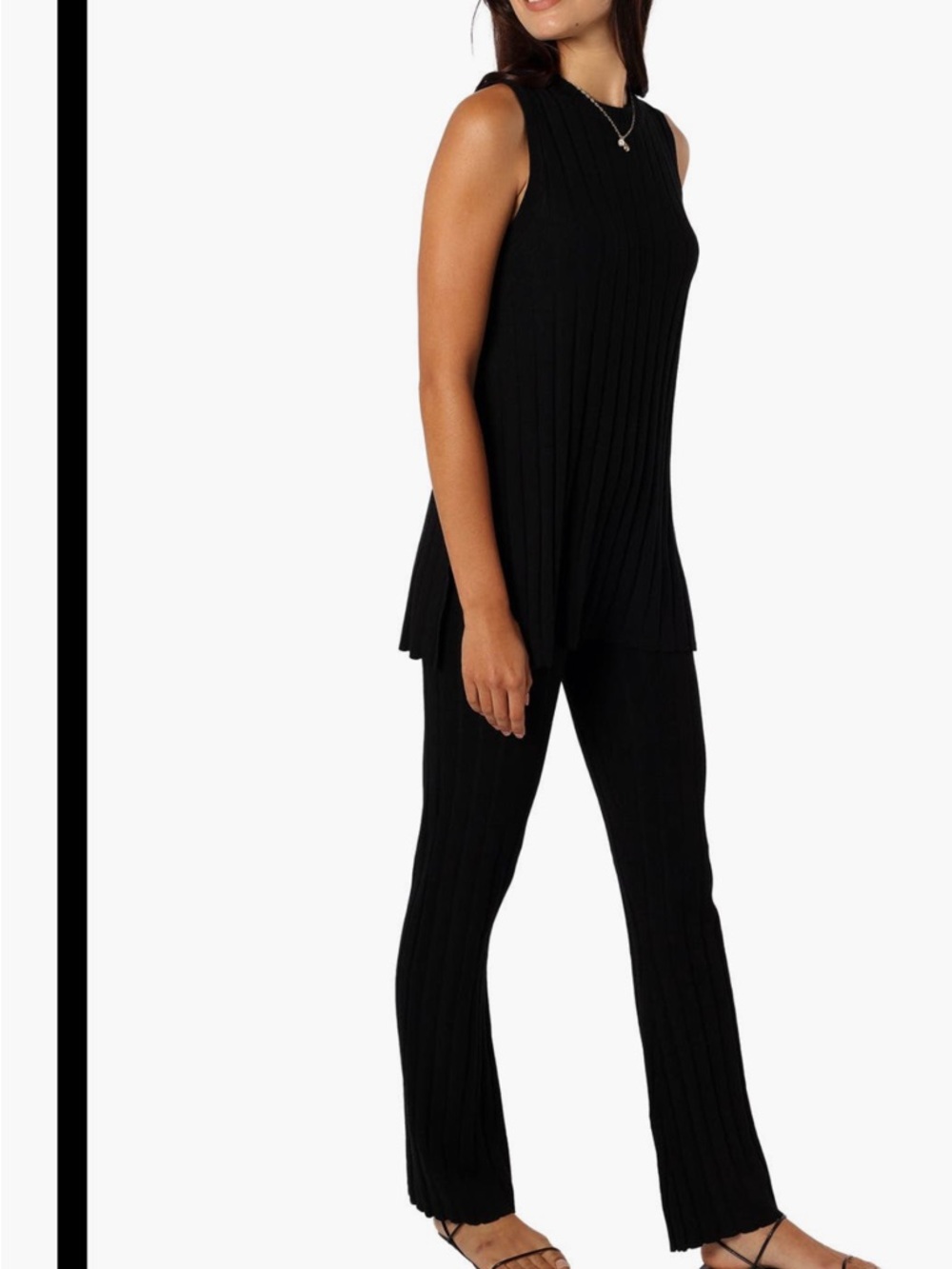 Petal & Pup Black Ribbed Wide Leg Pant Set - 2 piece